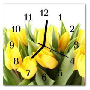 Sklenené hodiny štvorcové tulipány