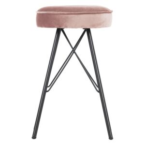 Ružová barová stolička so zamatovým poťahom WOOOD, výška 53 cm
