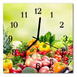 Nástenné sklenené hodiny zeleninový