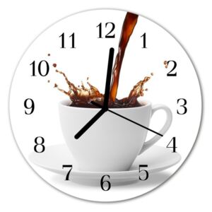 Sklenené hodiny okrúhle kávový hrnček