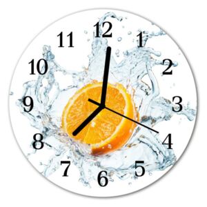 Nástenné sklenené hodiny oranžová voda