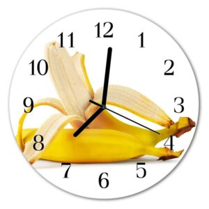 Nástenné sklenené hodiny banány