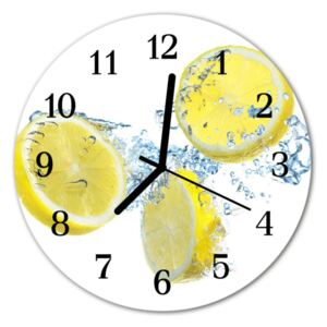 Sklenené hodiny okrúhle citróny
