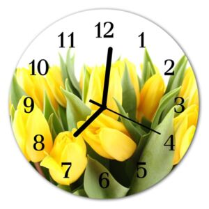 Sklenené hodiny okrúhle tulipány