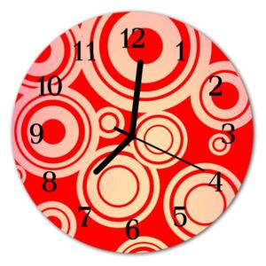 Sklenené hodiny okrúhle červené kolieska