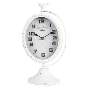 Biele vintage hodiny s vtáčikom a patinou - 19 * 14 * 34 cm / 1 * AA