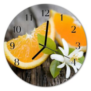 Sklenené hodiny okrúhle citrón