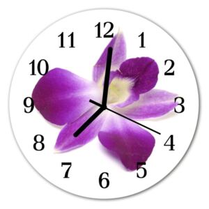 Sklenené hodiny okrúhle Orchid kvetina
