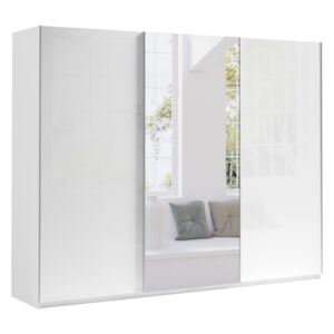 Skriňa s posuvnými dverami 270 Moore Biely/Biely lesk - Zrkadlo