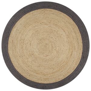 Ručne vyrobený jutový koberec s tmavo-sivými okrajmi 90 cm