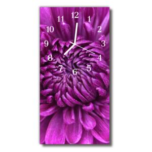Sklenené hodiny vertikálne Fialové pivonka kvety