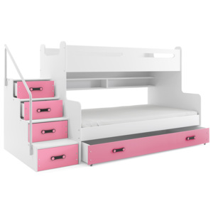 BMS Detská poschodová posteľ Max 3 Farba: Ružová