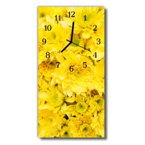 Sklenené hodiny vertikálne Kvety žlté kvety