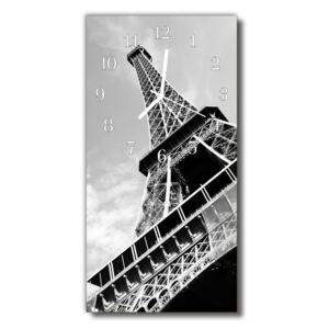 Sklenené hodiny vertikálne City Eiffelova veža šedá