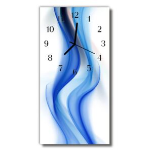 Sklenené hodiny vertikálne Umelecké čiary vlna modrá