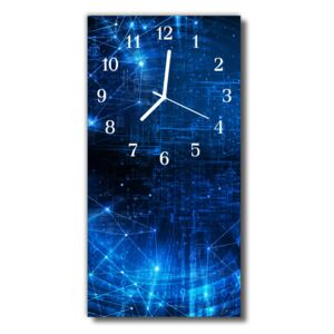Sklenené hodiny vertikálne modrá matice