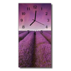 Sklenené hodiny vertikálne Príroda Purple levanduľa poľa