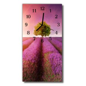 Sklenené hodiny vertikálne Príroda POLA levanduľa fialová