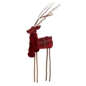 Jeleň červený textilný drevený 2ks set dekorácia CHRISTMAS CAROL