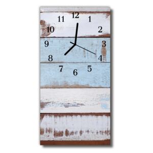 Sklenené hodiny vertikálne modré drevo