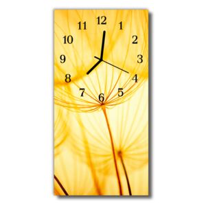 Sklenené hodiny vertikálne Kvety Púpava žltá