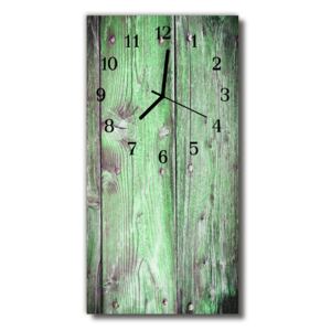 Nástenné hodiny vertikálne zelené drevo