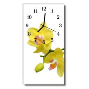 Nástenné hodiny vertikálne Orchidea kvety orchidey žlté