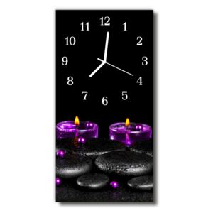 Nástenné hodiny vertikálne Kamene s farebnými kúpeľnými sviečkami