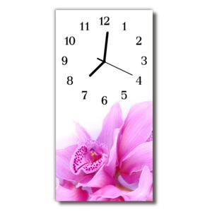 Sklenené hodiny vertikálne Art Orchid ružová