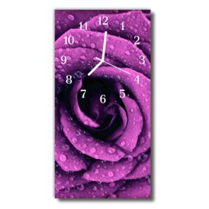 Sklenené hodiny vertikálne Kvety Ružové fialové kvapky