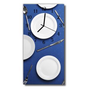 Sklenené hodiny vertikálne Kuchyňa. Modrá kuchynská doska