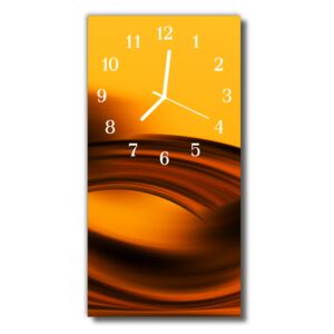 Sklenené hodiny vertikálne Art Waves oranžová abstrakcie