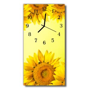 Sklenené hodiny vertikálne Kvety Slnečnica žltá