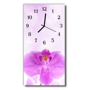Nástenné hodiny vertikálne Ružové kvety orchidey