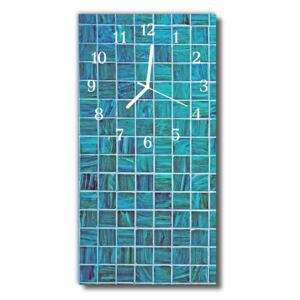 Nástenné hodiny vertikálne Cube Blue modré dlaždice