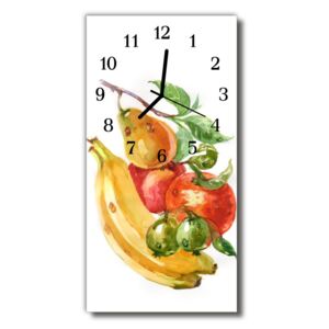 Nástenné hodiny vertikálne Kuchynské ovocie banány akvarel