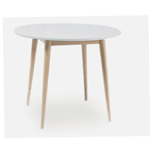 Okrúhly stôl LERY, 75x90, biela/dub bielený