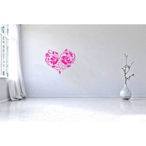 GLIX Srdce z ruží - nálepka na stenu Růžová 50 x 41 cm