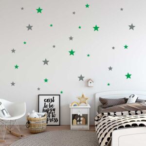 GLIX Dekorácie hviezdy - samolepka na stenu Šedá a zelená 2x 75x30 cm