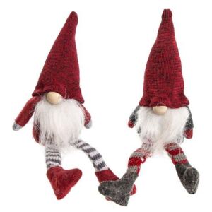 Vianočný škriatok s visiacimi nohami červený 25cm cena za 1ks