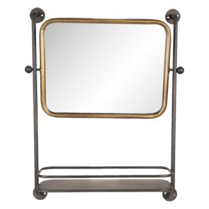 Vintage zrkadlo s kovovým rámom a policou - 49 * 14 * 64 cm