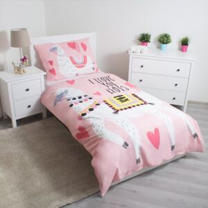 Jerry Fabrics Detské posteľné obliečky Llama pink, Hladká bavlna, 1x70x90/1x140x200cm, Novinka