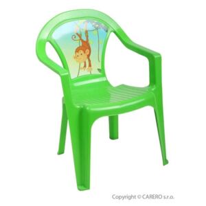 Detský záhradný nábytok - Plastová stolička zelená opica
