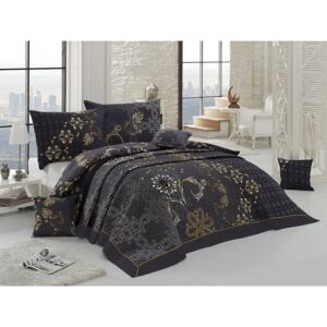 Matějovský Prehoz na posteľ Gold, Bavlna+Polyester, 220x240cm, Sivo čierna, Novinka