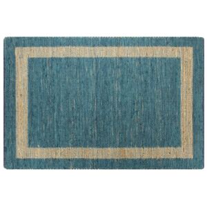 Ručne vyrobený jutový koberec modrý 80x160 cm
