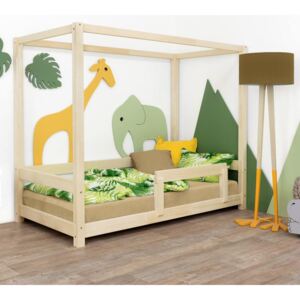 Benlemi Detská posteľ Bunky 120x180 cm s bočnicou Farba: Prírodný dekor nelakovaný