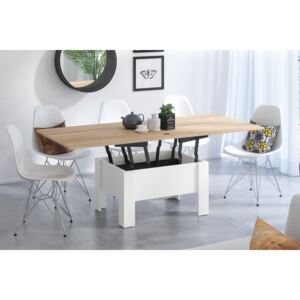 OSLO sonoma dub / biela, rozkladací, zdvíhací konferenčný stôl, stolík