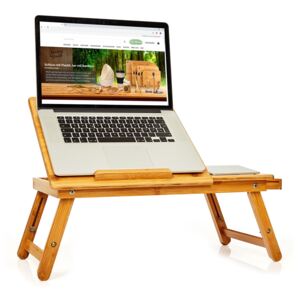 Blumfeldt Podnos do postele, sklopný, stolík notebook, výškovo nastaviteľný, 54 × 21 – 29 × 35 cm (Š × V × H), bambus