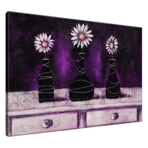 Ručne maľovaný obraz Margarétkové fialové trio 100x70cm RM2470A_1Z