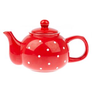 Keramická kanvička na čaj Dots 1 l, červená